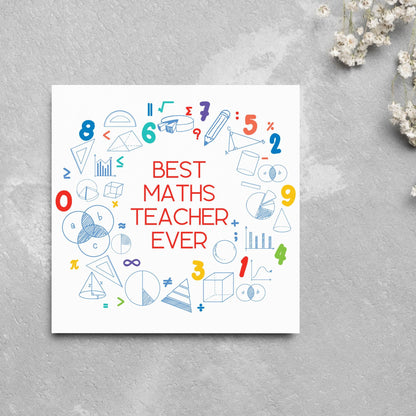End of School Card, Thank You Teacher Card, Maths Teacher, School Teacher Card, Gratitude Card, Teaching Card, Teacher Appreciation Maths