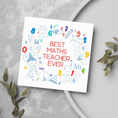 End of School Card, Thank You Teacher Card, Maths Teacher, School Teacher Card, Gratitude Card, Teaching Card, Teacher Appreciation Maths