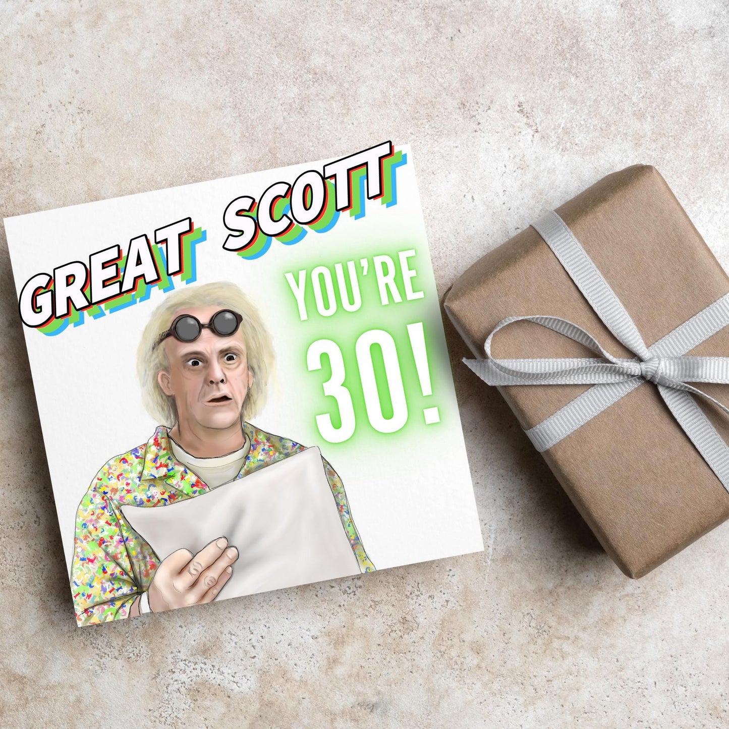 Personalised Back to the Future Birthday Card, Great Scott Birthday Card, Doc Brown Birthday Card, Custom Age Card, 30th, 40th, 50th, 60th