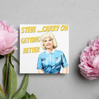 Personalised Carry on Get Well Card, Get Well Soon, Carry on Matron, Barbara Windsor, Carry on Nurse, Hospital Card, Feel Better Soon