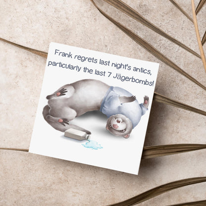 Hungover Ferret Birthday Card, Hangover Card, Ferret Card, Animal Themed Birthday, Weasel Birthday Card, Funny Morning After Birthday Card