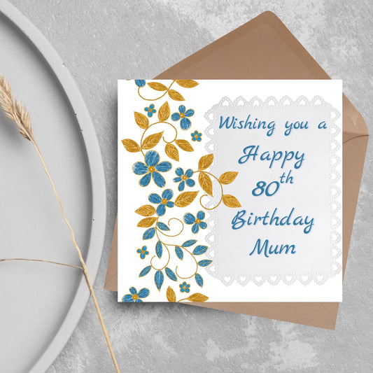 80th Birthday Card, 90th Birthday Card, Floral Birthday Card for Nan, Grandma Card, Personalised Birthday card, Card for Mum, 100th Birthday