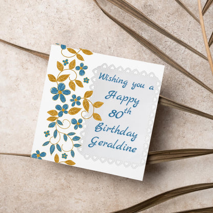 80th Birthday Card, 90th Birthday Card, Floral Birthday Card for Nan, Grandma Card, Personalised Birthday card, Card for Mum, 100th Birthday