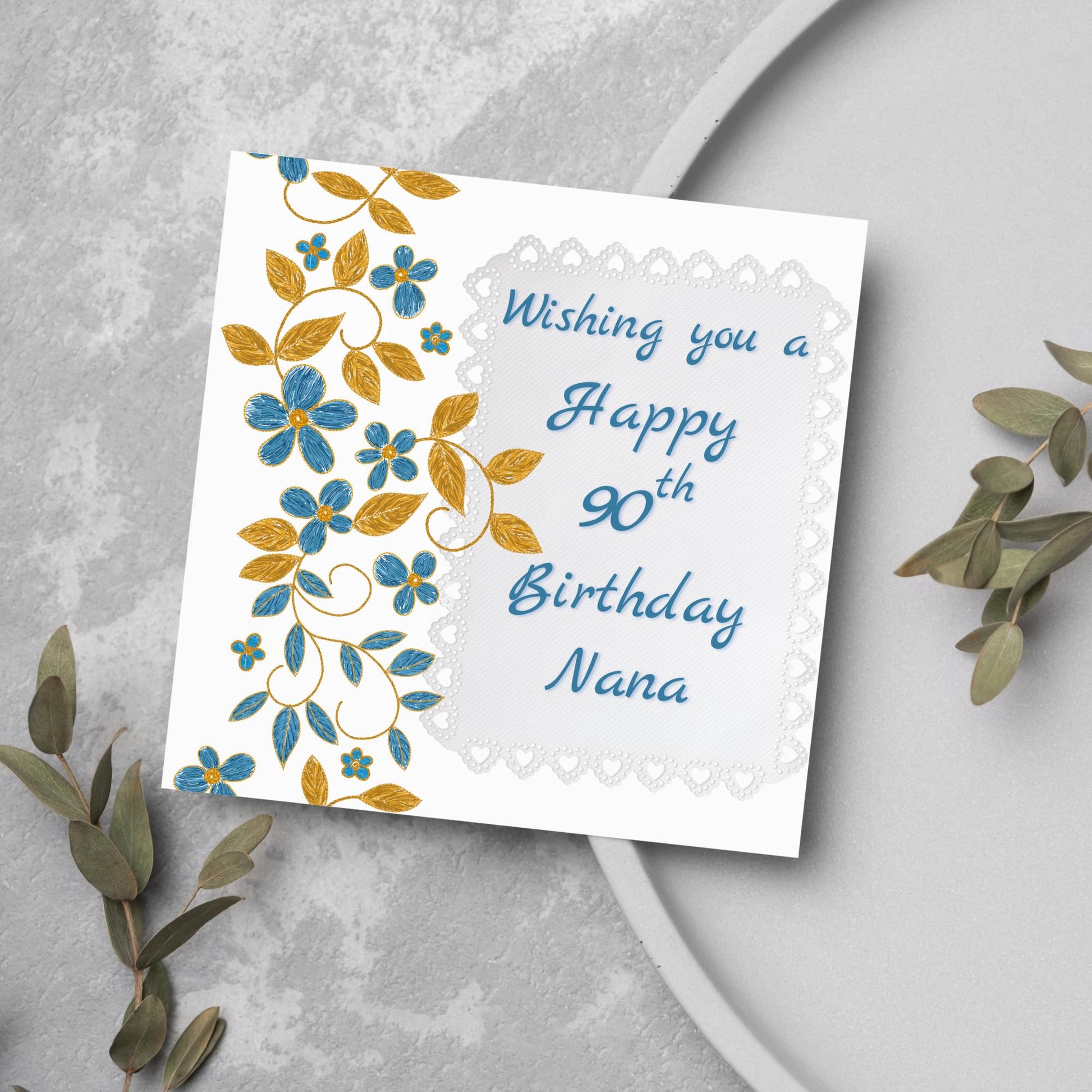 80th Birthday Card, 90th Birthday Card, Floral Birthday Card for Nan, Grandma Card, Personalised Birthday card, Card for Mum, 100th Birthday