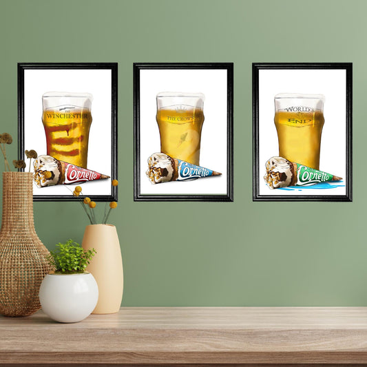 Cornetto Trilogy A4 Print, High Quality Wall Art, Shaun of The Dead, Hot Fuzz, World's End, Single Print or set of Three Original Artwork