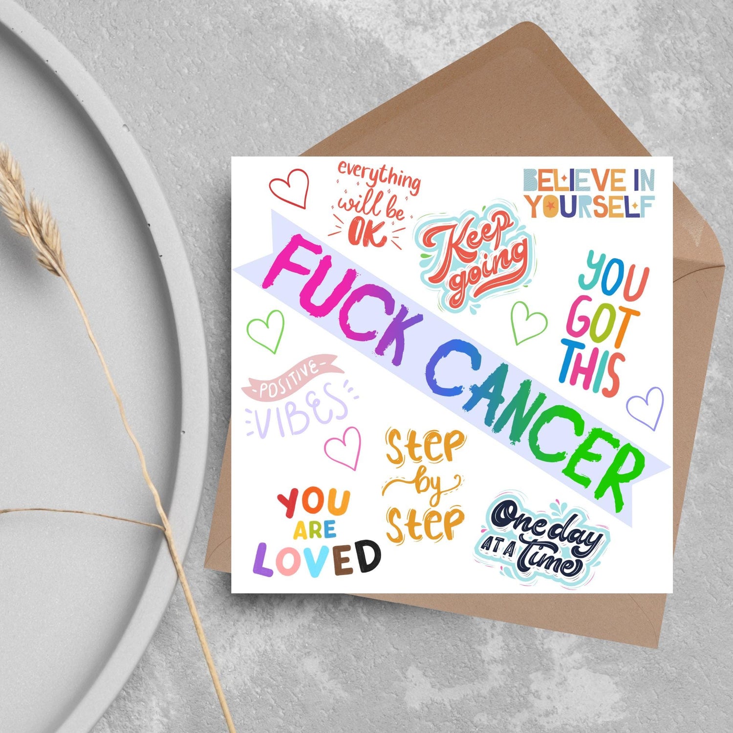 Personalised Card for Cancer Patients, Cancer Support Card, We Are With You, You Got This, Get Well Soon Card, Breast Cancer, F*ck Cancer