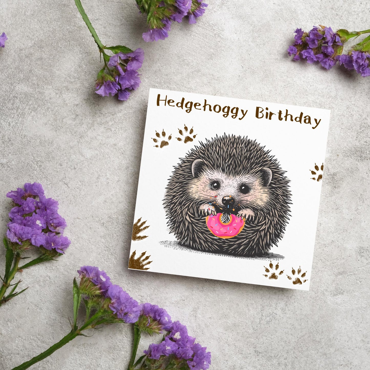 Hedgehog Birthday Card, Hedgehog Card, Animal Themed Birthday, Cute Birthday Card, Woodland Creatures Birthday Card, Doughnut Card