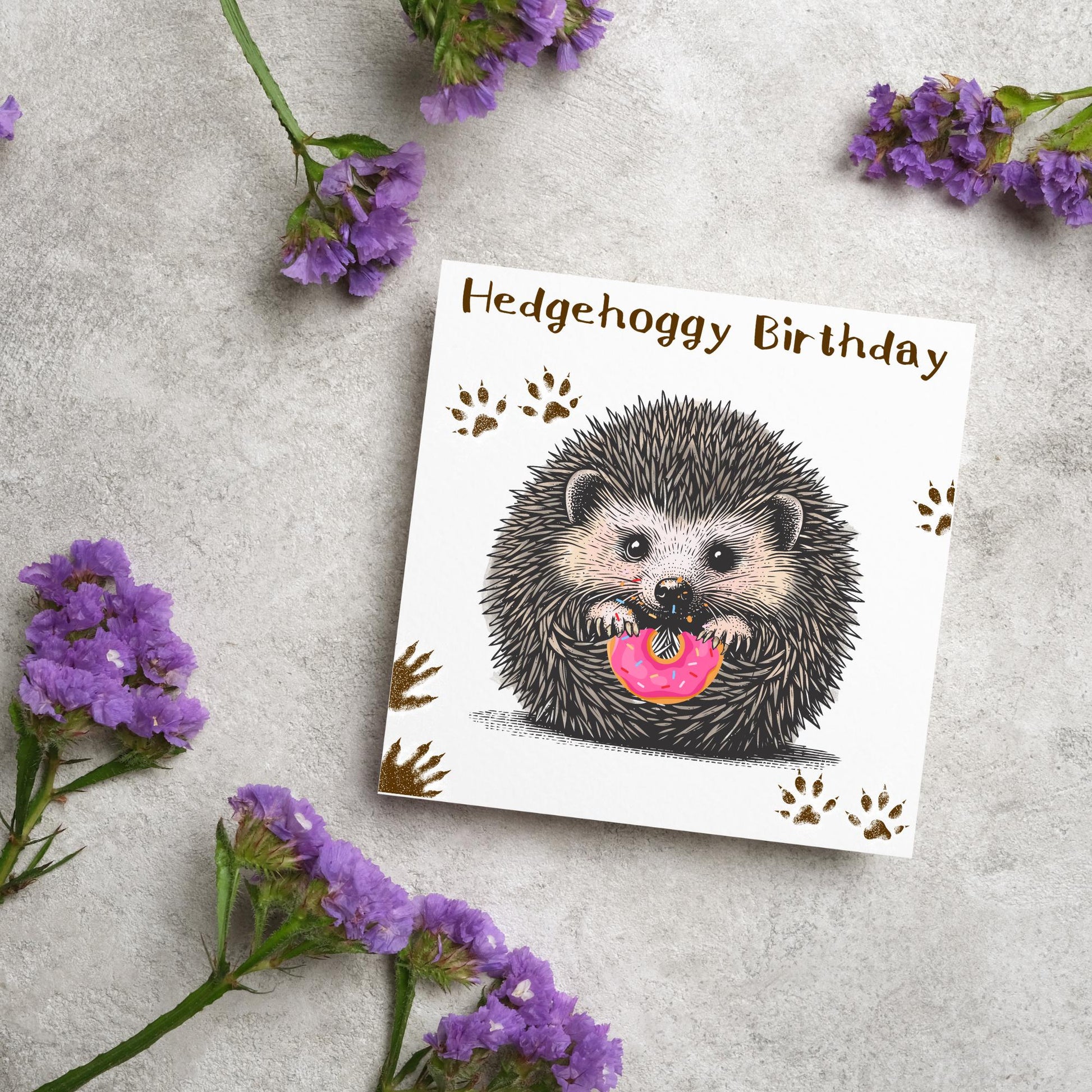Hedgehog Birthday Card, Hedgehog Card, Animal Themed Birthday, Cute Birthday Card, Woodland Creatures Birthday Card, Doughnut Card
