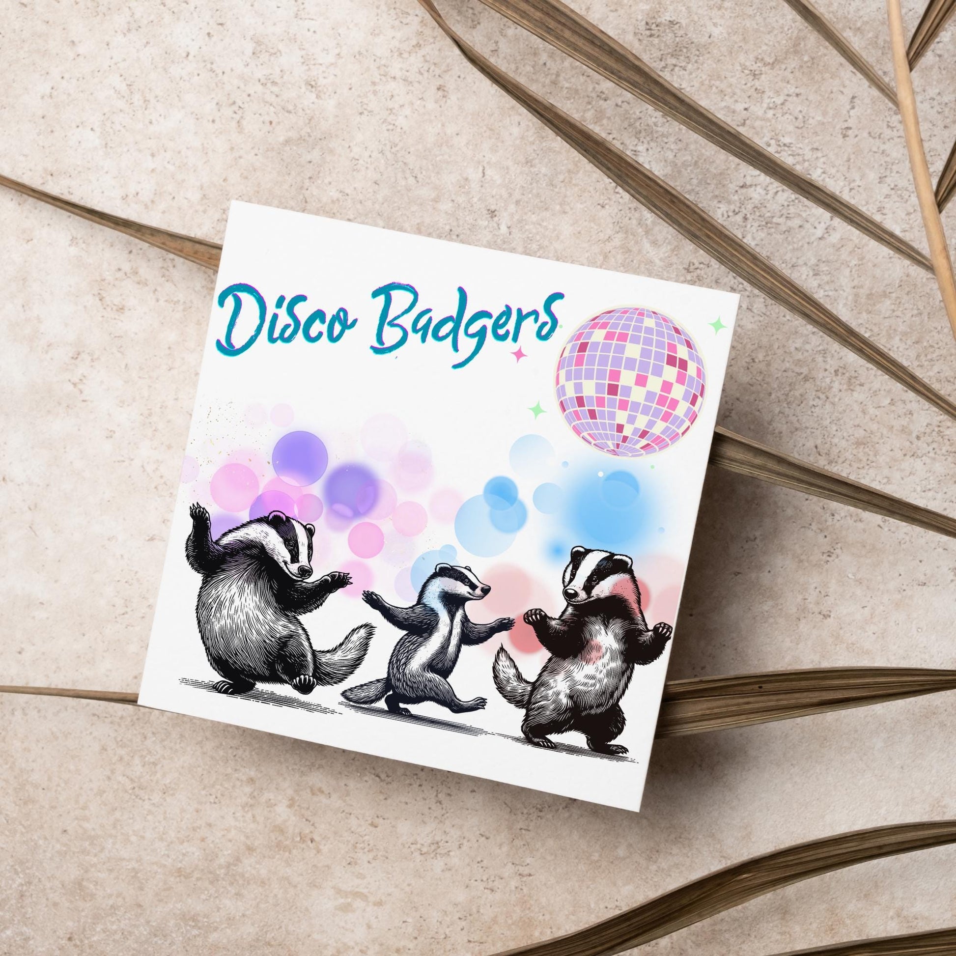Disco Badgers Card, Fun Party Card, Badger Card, Night Out Card, Animal Themed Birthday, Woodland Birthday Card, Funny Badger, Disco Card