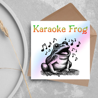 Karaoke Frog Card, Fun Party Card, Frog Card, Animal Themed Birthday, Party Card, Funny FrogLover Card, Any Occasion Card, Toad Card