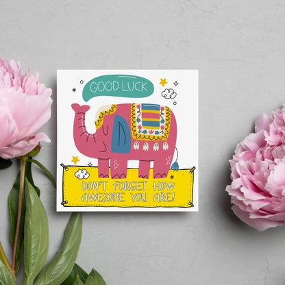 Elephant Good Luck Card, Best Of Luck Card, Best of luck Card, You're Awesome, Leaving Card, Card for Her, Don't Forget Card