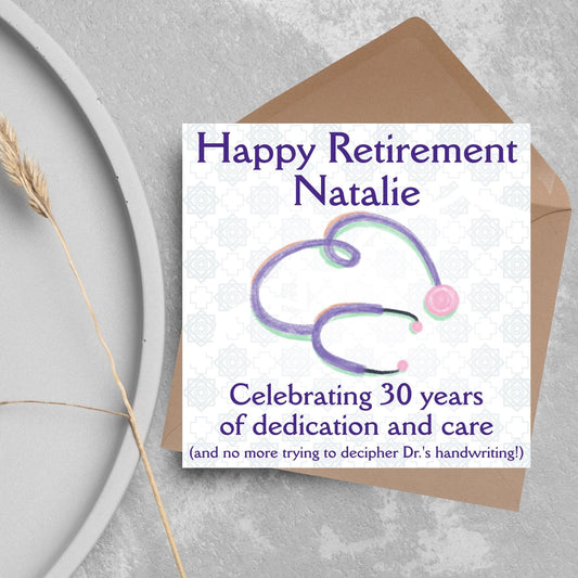 Personalised Nurse Retirement Card, Leaving Card for Nurse, Retirement Card, Retired Card, Retiring, We'll Miss You Card