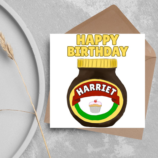 Personalised British Themed Birthday Card, Funny Birthday Card, Sandwich Birthday, Yeast Extract Birthday Card, Name Birthday Card