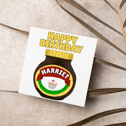 Personalised British Themed Birthday Card, Funny Birthday Card, Sandwich Birthday, Yeast Extract Birthday Card, Name Birthday Card