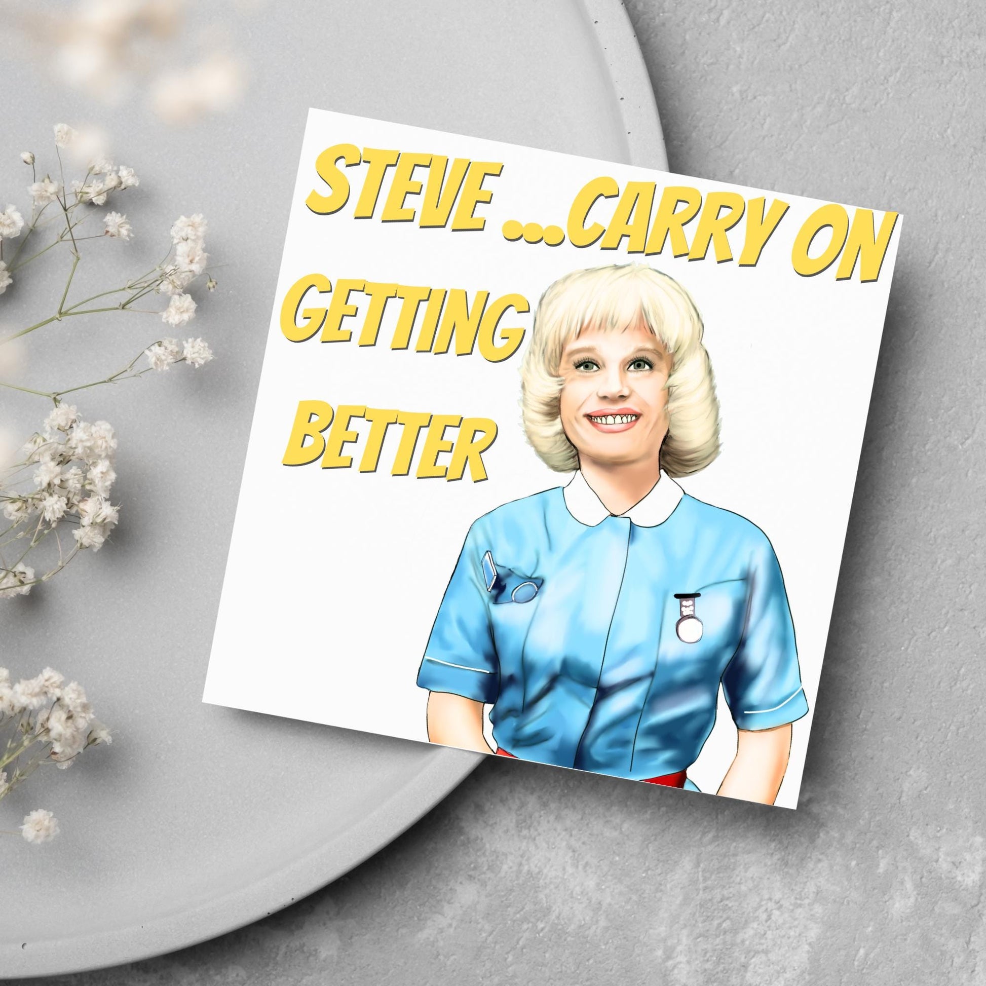 Personalised Carry on Get Well Card, Get Well Soon, Carry on Matron, Barbara Windsor, Carry on Nurse, Hospital Card, Feel Better Soon