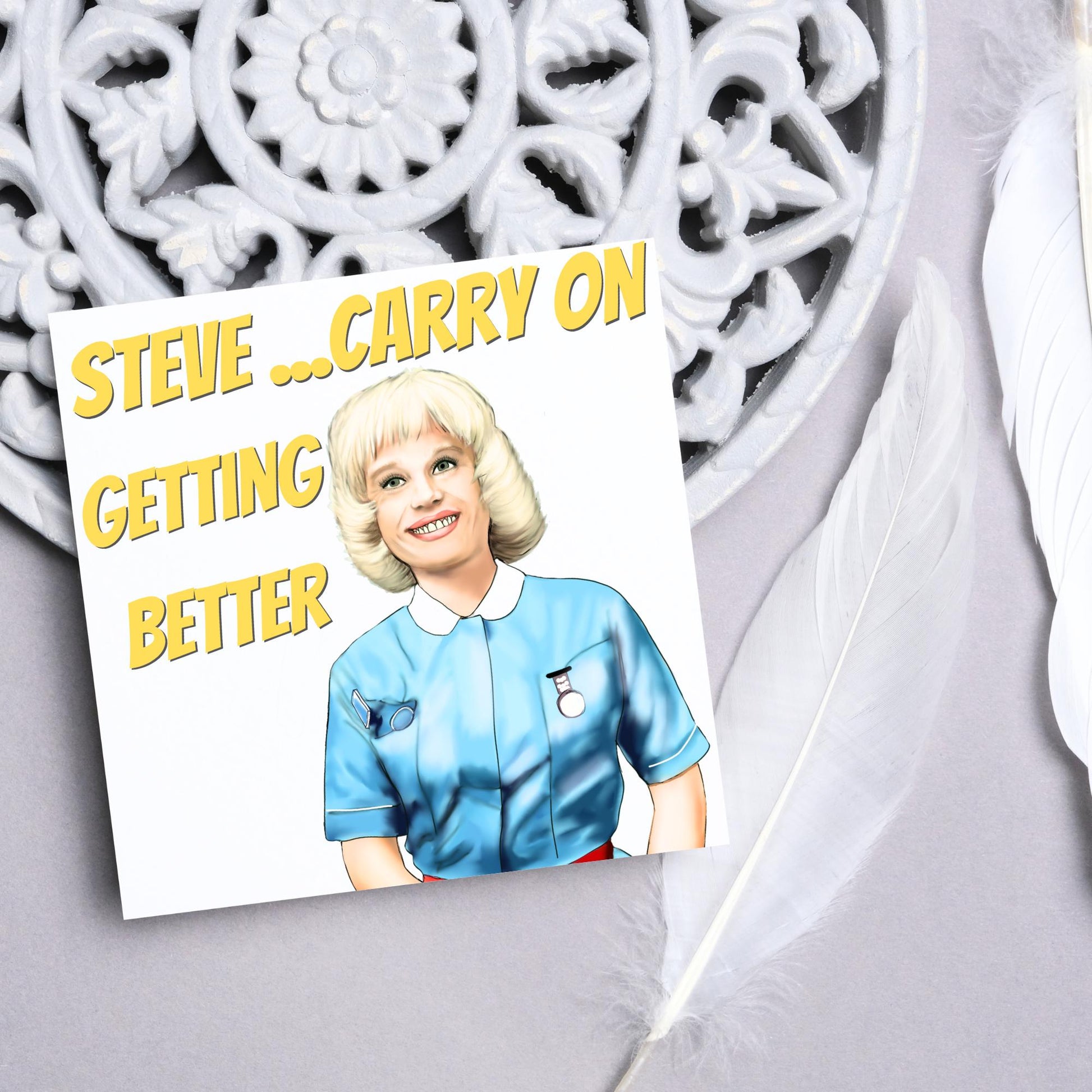 Personalised Carry on Get Well Card, Get Well Soon, Carry on Matron, Barbara Windsor, Carry on Nurse, Hospital Card, Feel Better Soon