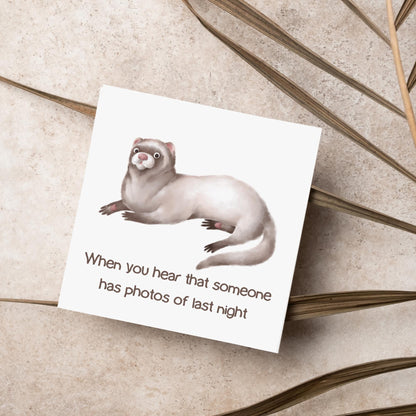Ferret Birthday Card, Fun Party Card, Ferret Card, Night Out Card, Animal Themed Birthday, Weasel Birthday Card, Funny Ferret, Card for Mum