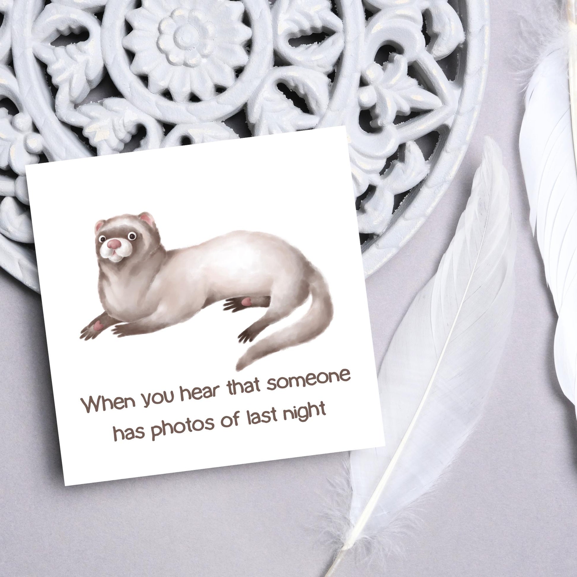 Ferret Birthday Card, Fun Party Card, Ferret Card, Night Out Card, Animal Themed Birthday, Weasel Birthday Card, Funny Ferret, Card for Mum