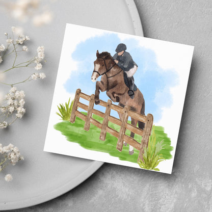 Horse Card for Any Occasion, Equestrian Card, Show Jumping Card, Horse Riding. Birthday Card, Congratulations Card, Watercolour Horse