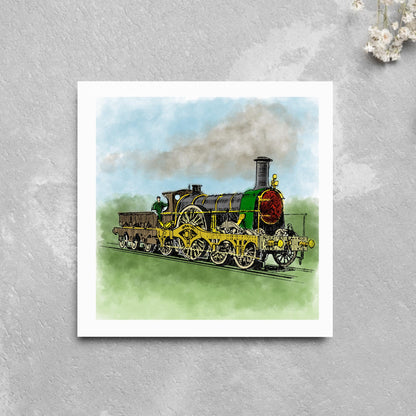 Steam Train Card for Any Occasion, Locomotive Card, Model Train Birthday Card, Congratulations Card, Watercolour Painting, Card for Grandad