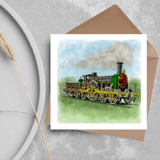 Steam Train Card for Any Occasion, Locomotive Card, Model Train Birthday Card, Congratulations Card, Watercolour Painting, Card for Grandad