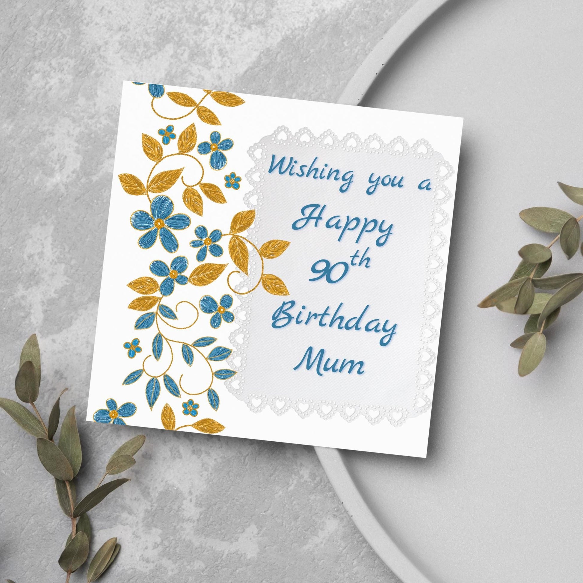 80th Birthday Card, 90th Birthday Card, Floral Birthday Card for Nan, Grandma Card, Personalised Birthday card, Card for Mum, 100th Birthday