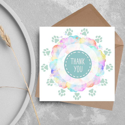 Thank You Vet Card, Watercolour Thankyou Veterinary Surgery, Appreciation Card, Thank You For Looking After Pet, Thank You RSPCA, Battersea