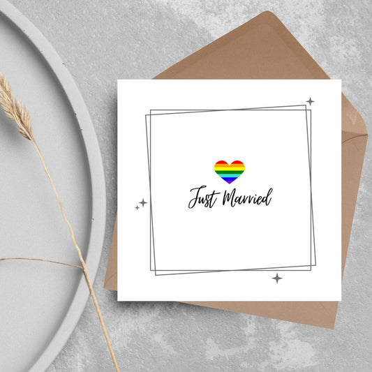 Mr and Mr Wedding Card, Gay Wedding Celebration Card, LGBTQ+ Wedding Day Card, Pride Wedding, Gay Marriage Card, Just Married, Gay Couple