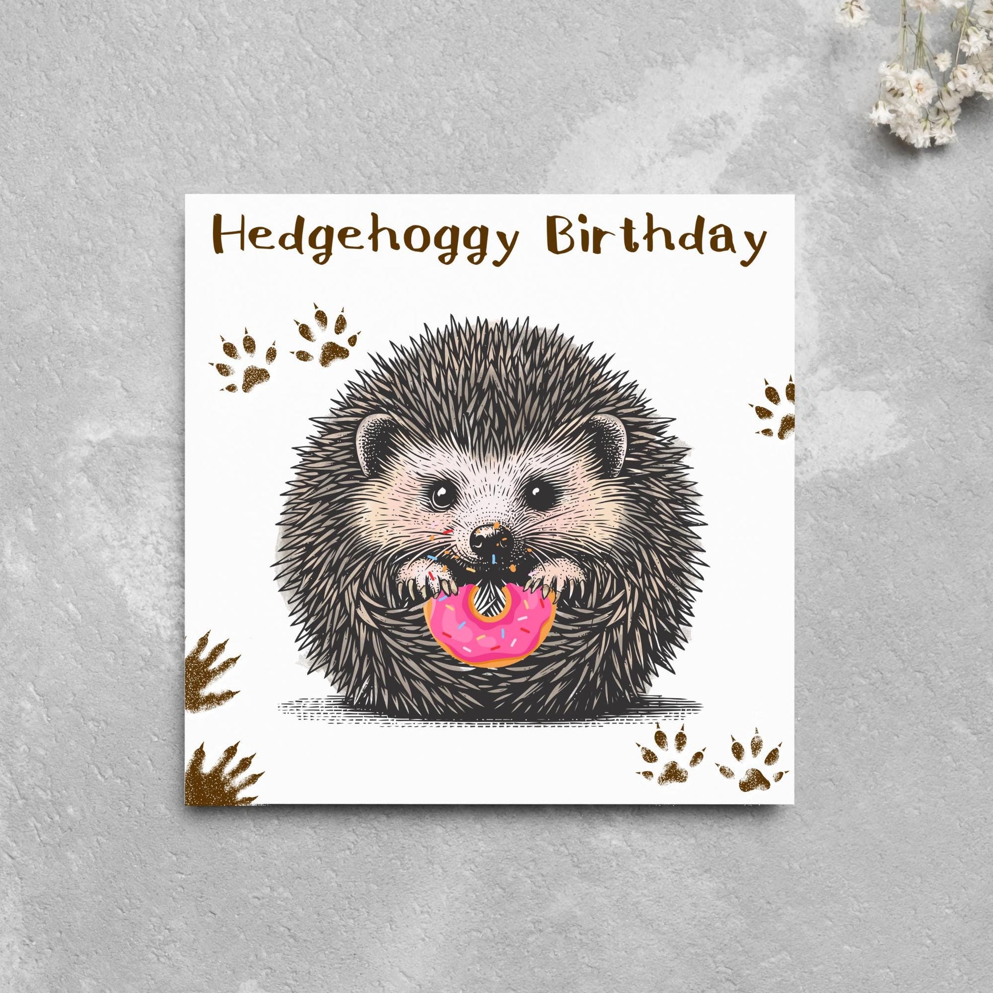 Hedgehog Birthday Card, Hedgehog Card, Animal Themed Birthday, Cute Birthday Card, Woodland Creatures Birthday Card, Doughnut Card