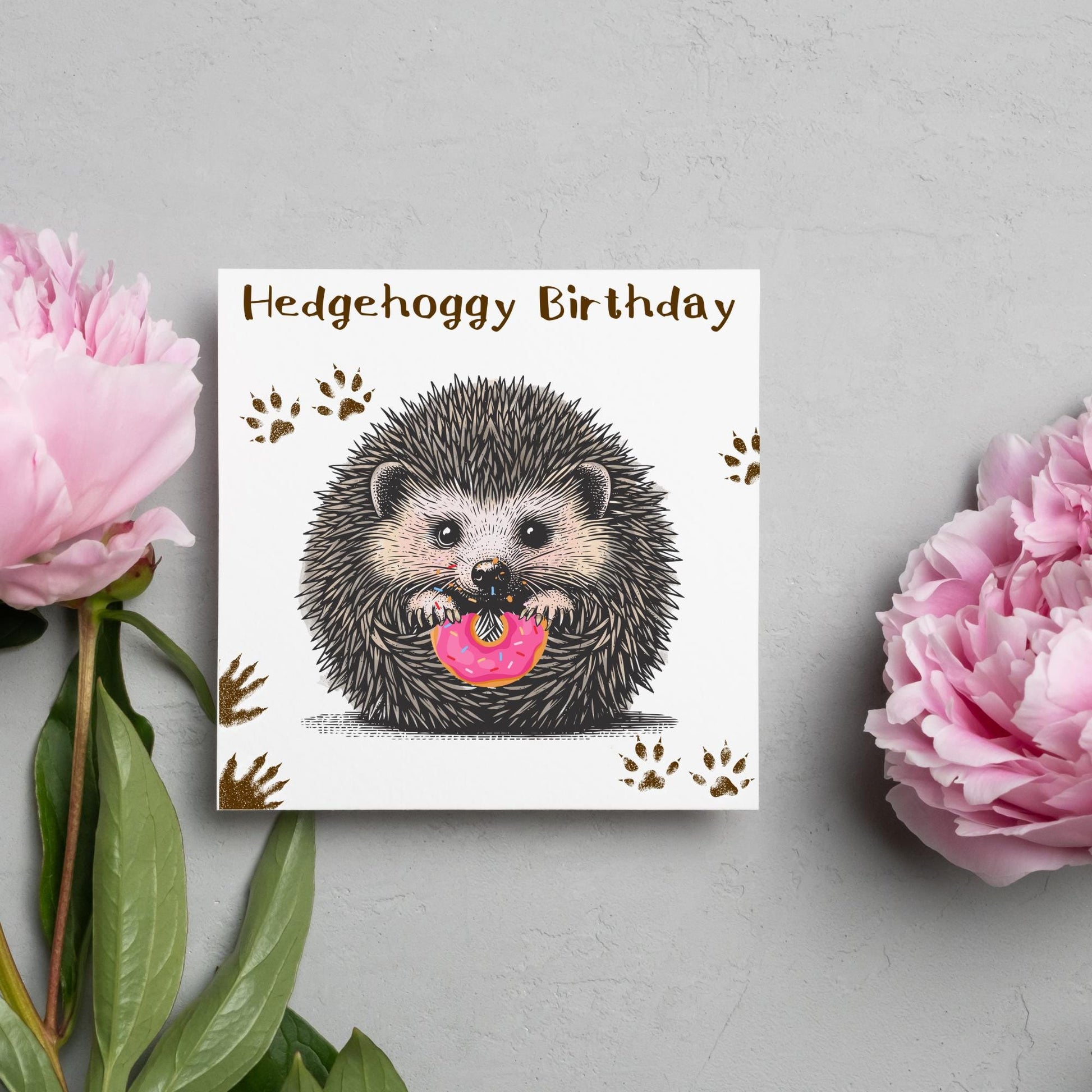 Hedgehog Birthday Card, Hedgehog Card, Animal Themed Birthday, Cute Birthday Card, Woodland Creatures Birthday Card, Doughnut Card