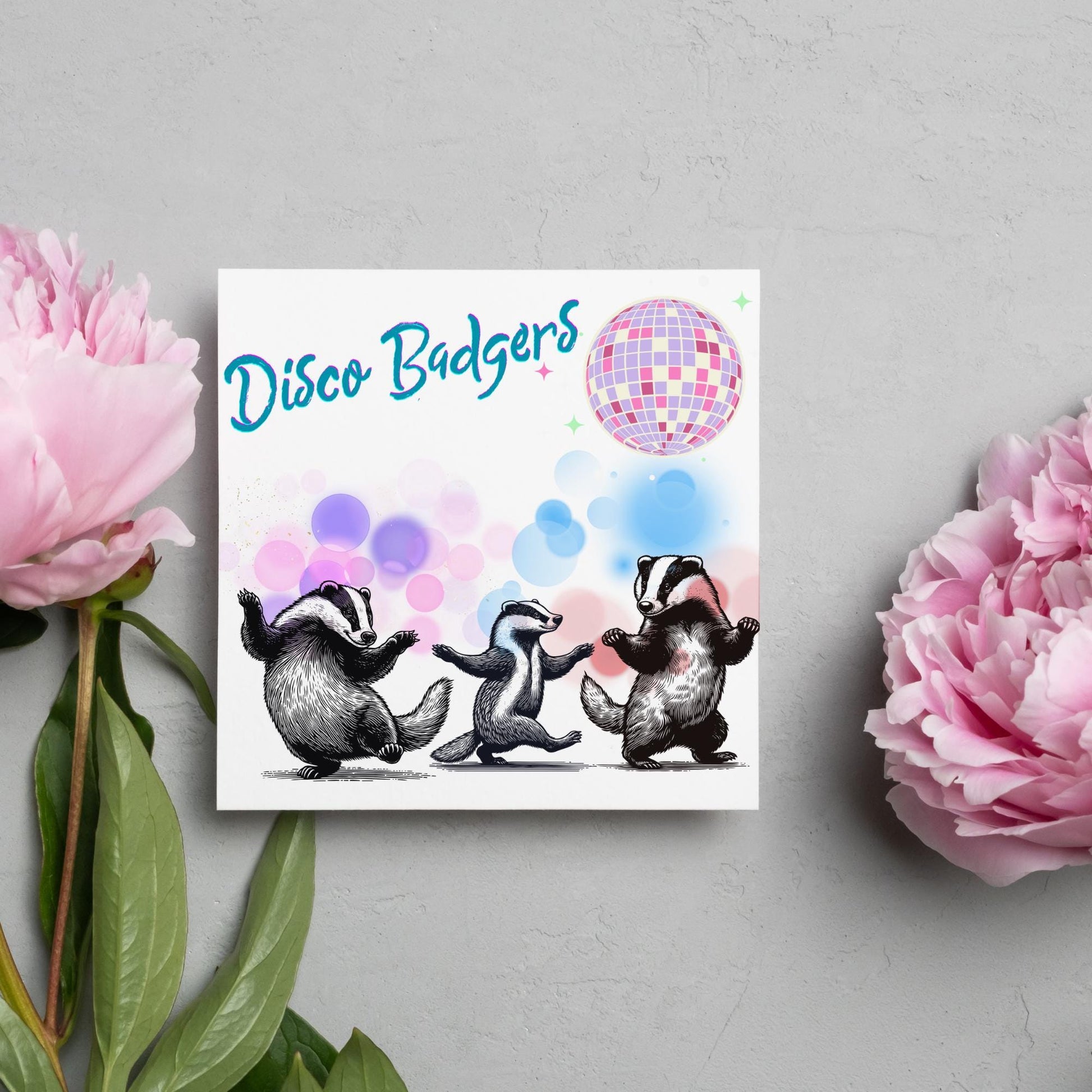 Disco Badgers Card, Fun Party Card, Badger Card, Night Out Card, Animal Themed Birthday, Woodland Birthday Card, Funny Badger, Disco Card
