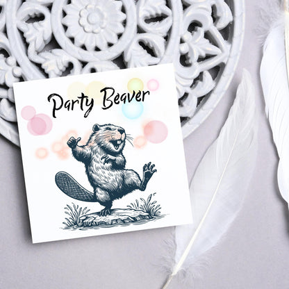 Dancing Beaver Card, Fun Party Card, Beaver Card, Animal Themed Birthday, Party Card , Funny Beaver Lover Card, Any Occasion Card