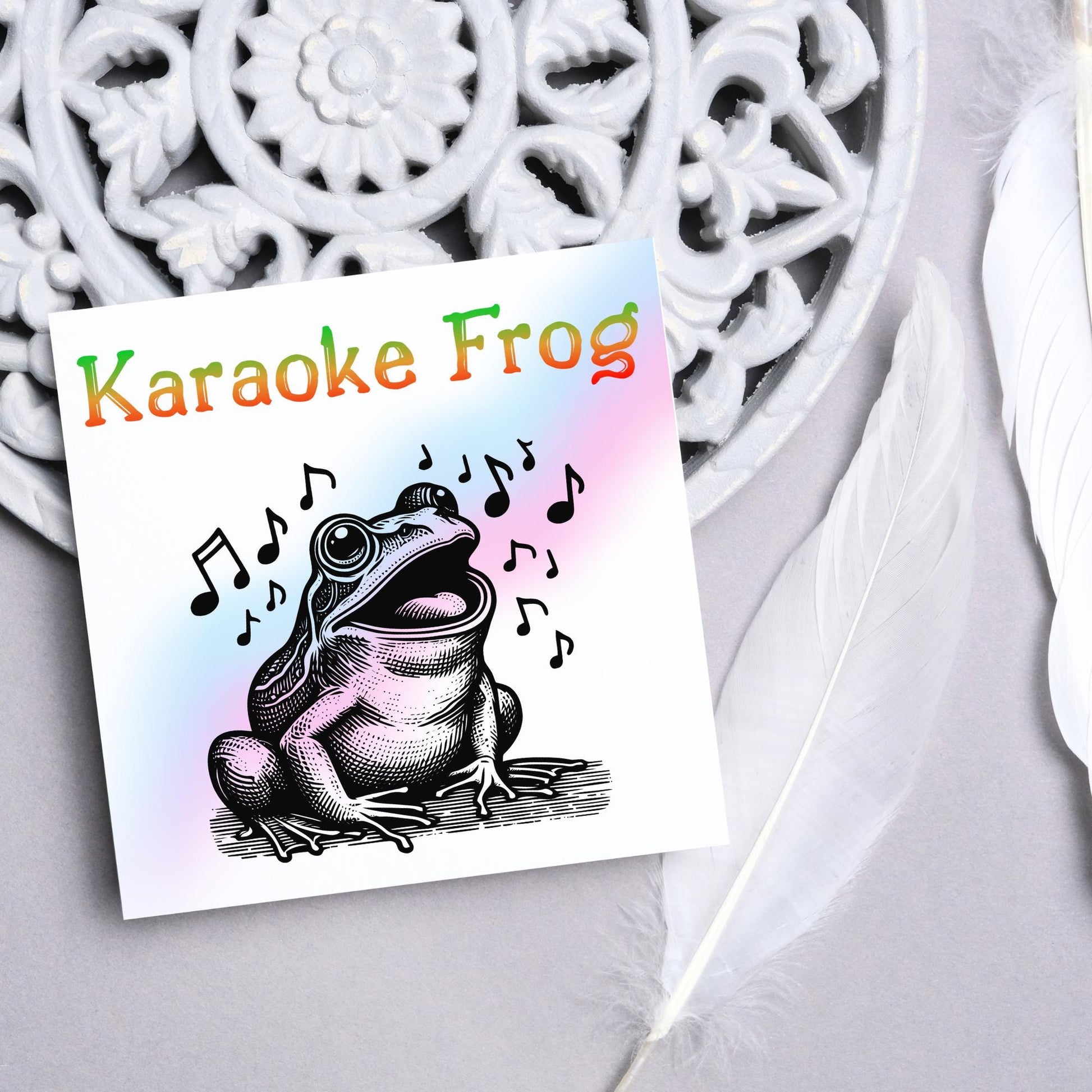 Karaoke Frog Card, Fun Party Card, Frog Card, Animal Themed Birthday, Party Card, Funny FrogLover Card, Any Occasion Card, Toad Card