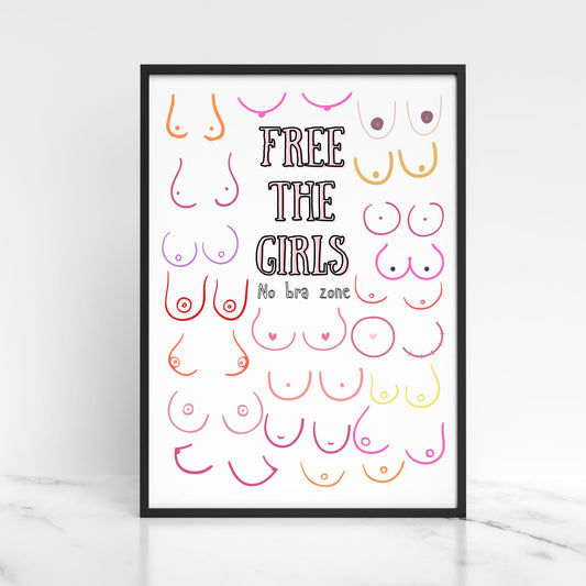 Boobs Print, High Quality A4 Wall Art, Modern Art Print, Breast Awareness Poster, Fun Modern Art, Tits of Every Kind! Art for Bedroom