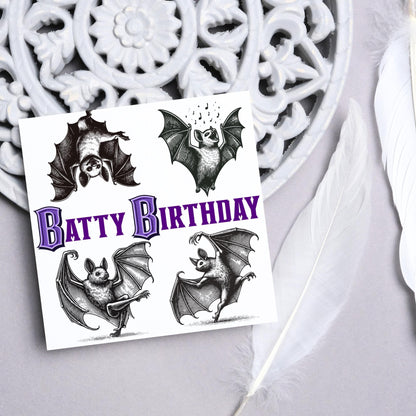 Bat Birthday Card, Fun Party Card, Bat Lover Card, Animal Themed Birthday, Party Card, Gothic Birthday Card, Goth gift, Bat Lover Card