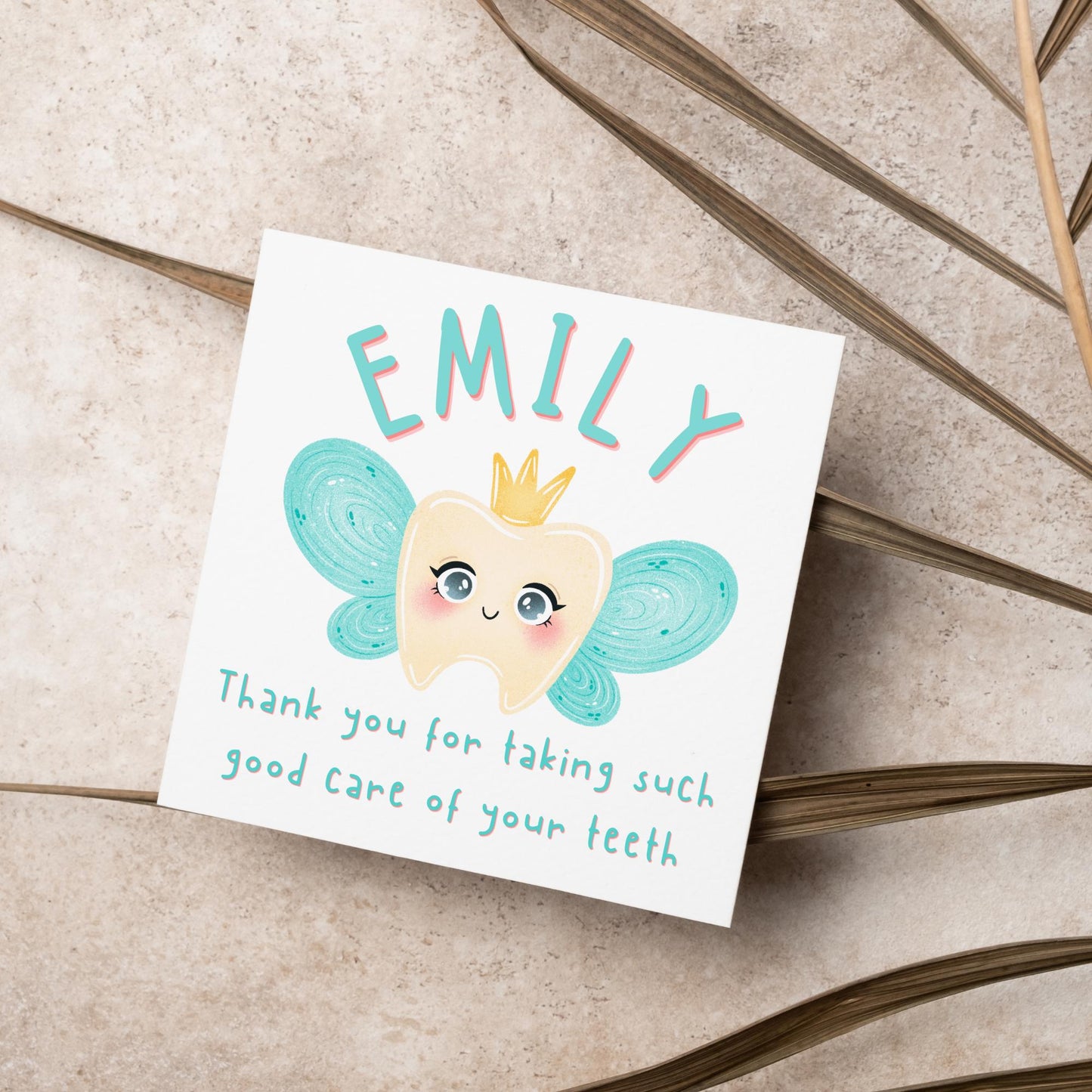 Personalised Tooth Fairy Card for Child, Well Done Dentist Card, Tooth Fairy for Grandchild, Custom Name Card for Children
