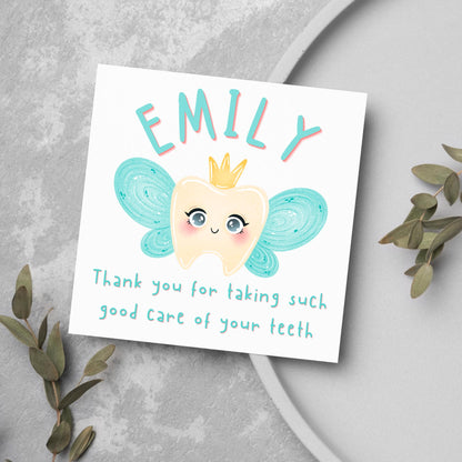 Personalised Tooth Fairy Card for Child, Well Done Dentist Card, Tooth Fairy for Grandchild, Custom Name Card for Children