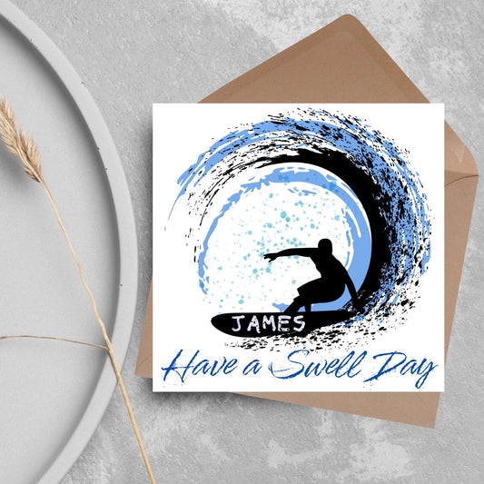 Personalised Surfing Birthday Card, Sport Card, Surfer Birthday Card, Card for Him, Card for Her, Surf Board, Card for Surfer, Water Sport