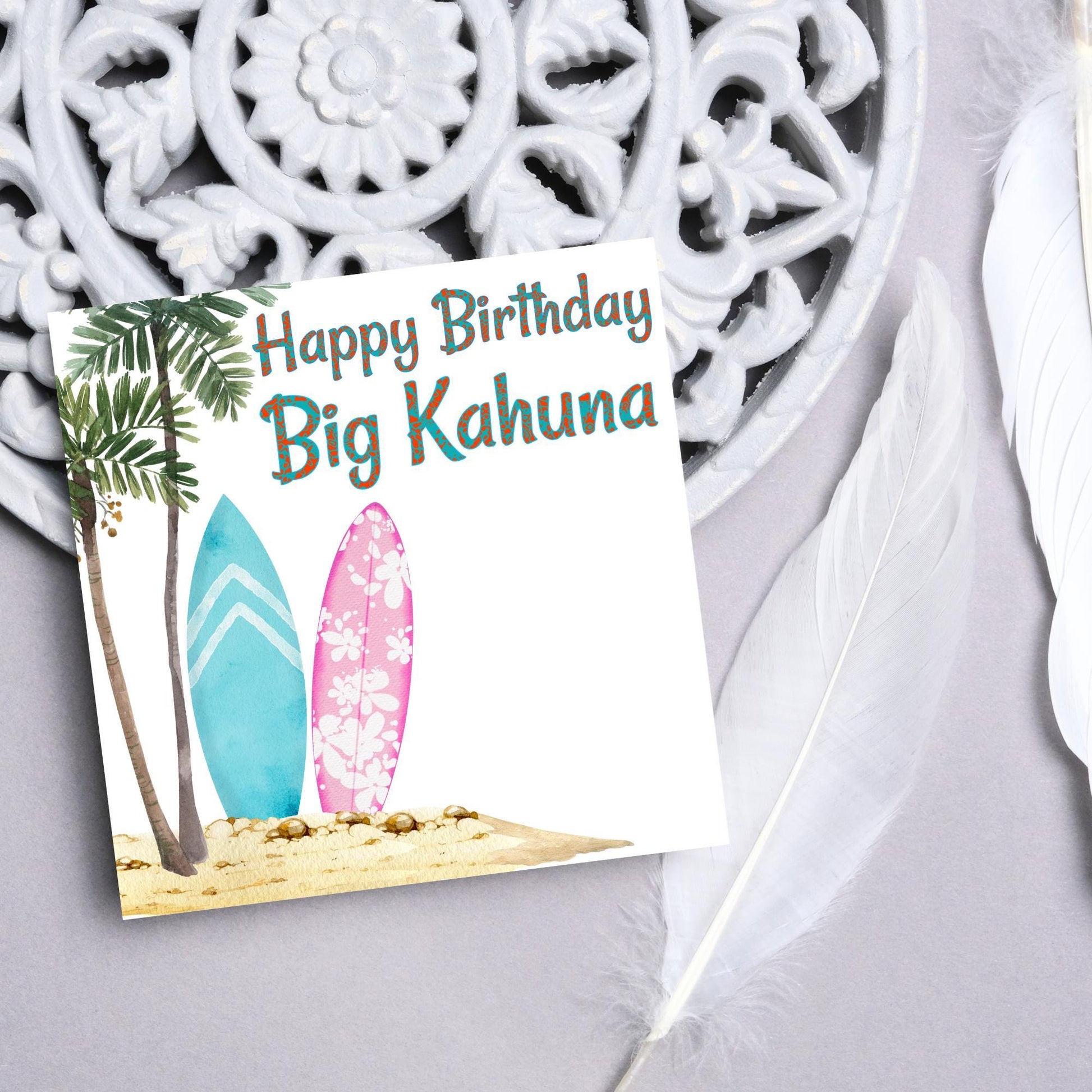 Big Kahuna Surfing Birthday Card, Sport Card, Surfer Birthday Card, Card for Him, Card for Her, Surf Board, Card for Surfer, Water Sport