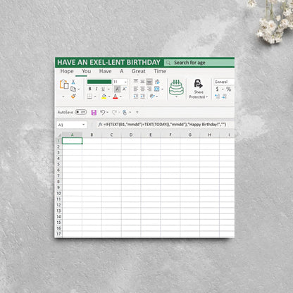 Spreadsheet Birthday Card, Funny Geek Birthday Card, IT Birthday Card, Funny Exel Design Spreadsheet Card, Accountant Card, Geek Card