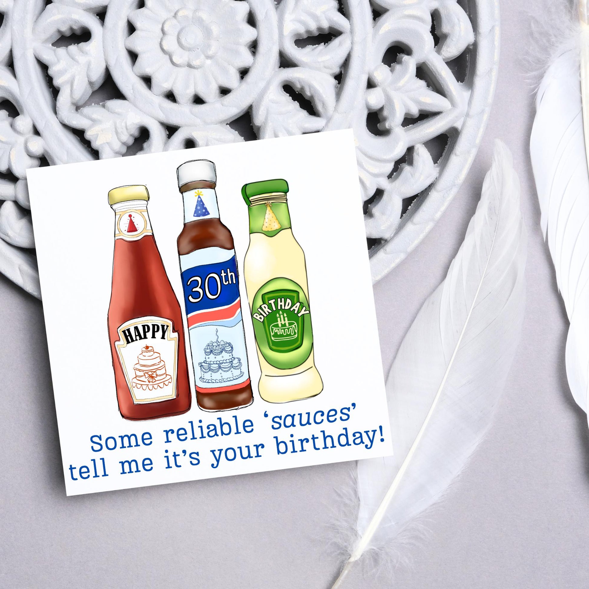 British Humour Birthday Card, Ketchup, Salad Cream, Brown Sauce Personalised Age Birthday Card, Card for Dad, Funny Card for Brother