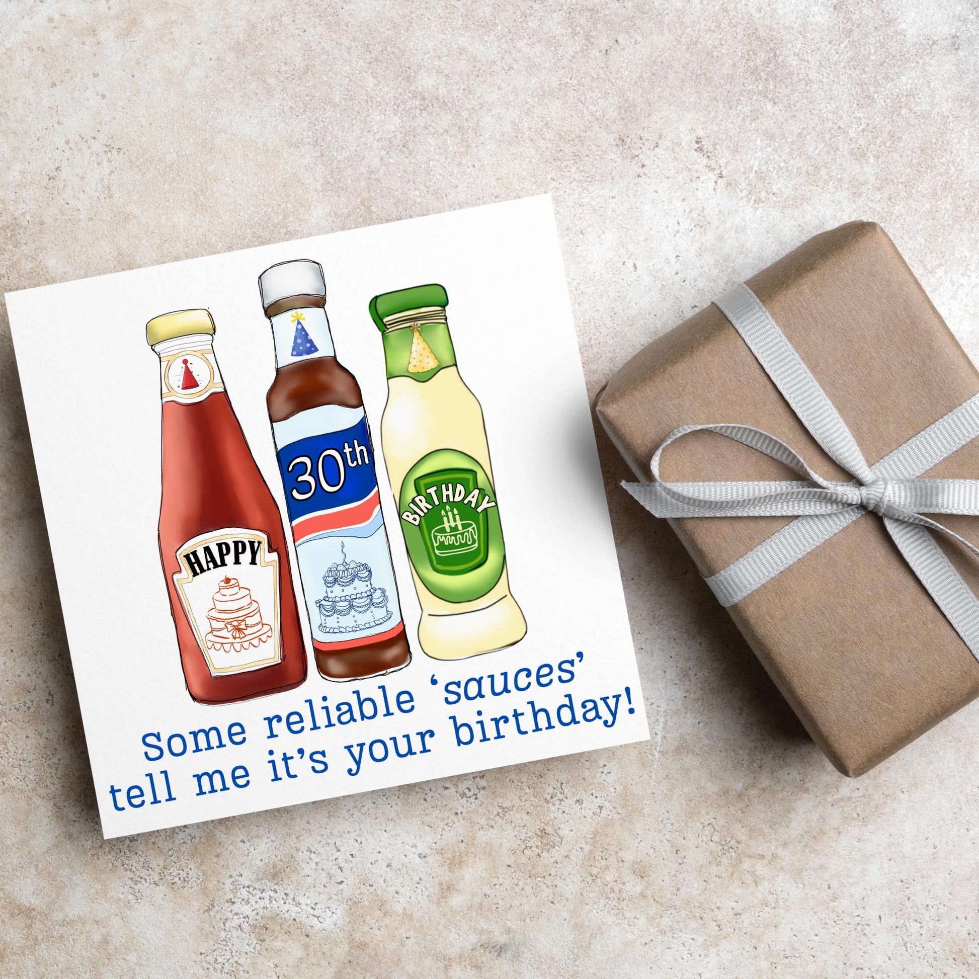 British Humour Birthday Card, Ketchup, Salad Cream, Brown Sauce Personalised Age Birthday Card, Card for Dad, Funny Card for Brother
