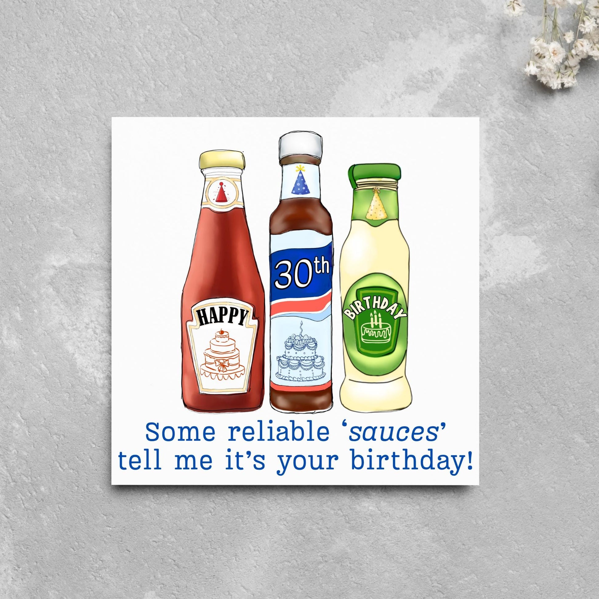 British Humour Birthday Card, Ketchup, Salad Cream, Brown Sauce Personalised Age Birthday Card, Card for Dad, Funny Card for Brother