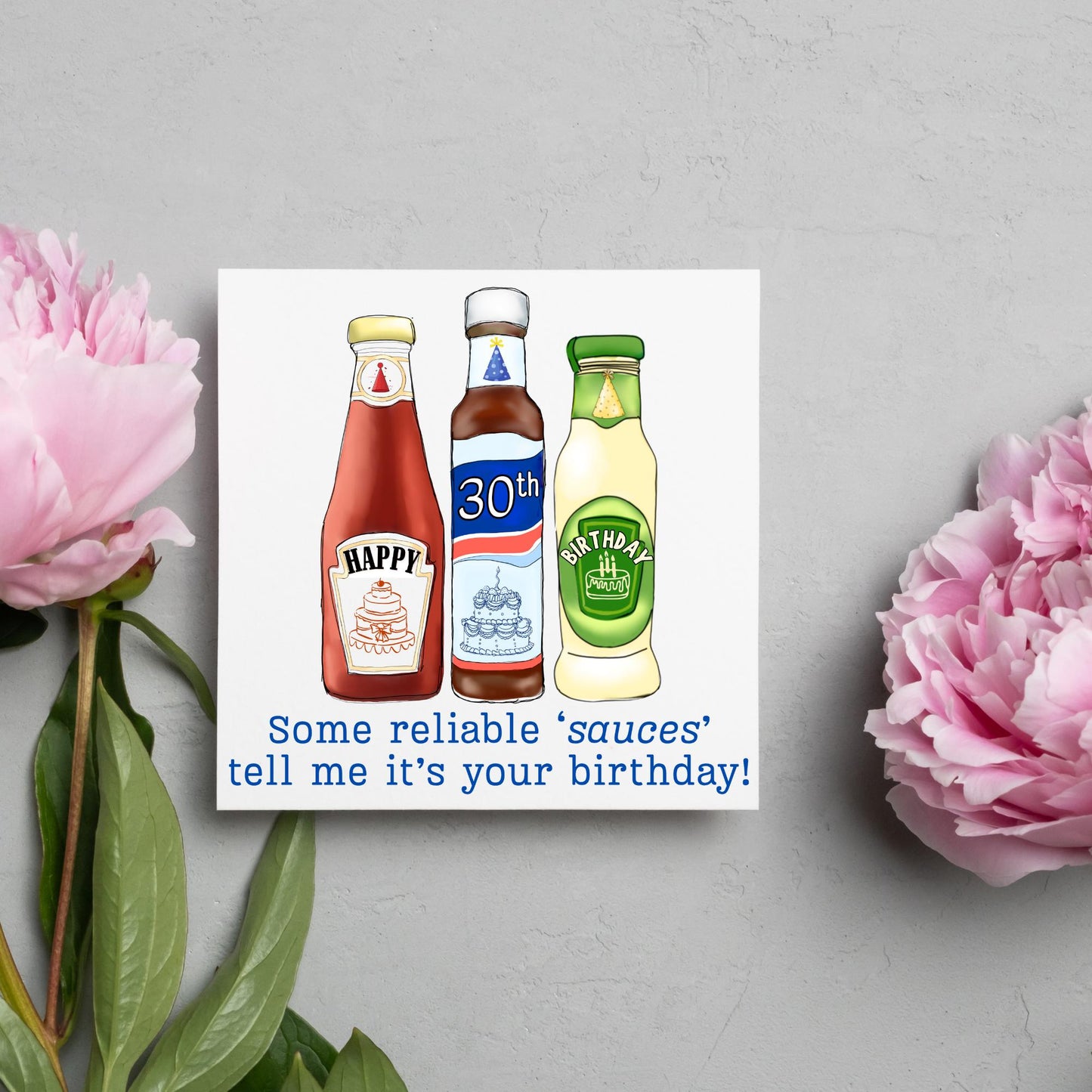 British Humour Birthday Card, Ketchup, Salad Cream, Brown Sauce Personalised Age Birthday Card, Card for Dad, Funny Card for Brother