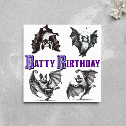 Bat Birthday Card, Fun Party Card, Bat Lover Card, Animal Themed Birthday, Party Card, Gothic Birthday Card, Goth gift, Bat Lover Card