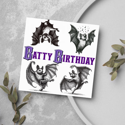 Bat Birthday Card, Fun Party Card, Bat Lover Card, Animal Themed Birthday, Party Card, Gothic Birthday Card, Goth gift, Bat Lover Card