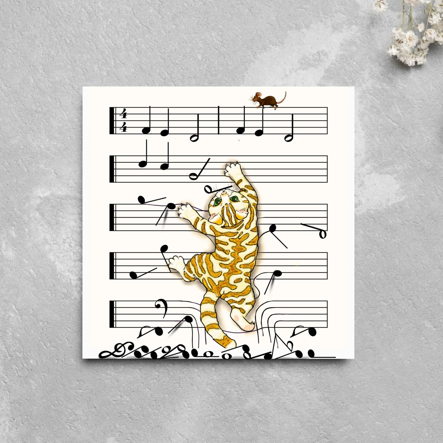 Musical Cat Card, Funny Card For Any Occasion, Sheet Music Birthday Card, Card for Musician, Naughty Cat Card, Piano Cat, Card for Cat Lover