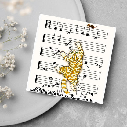 Musical Cat Card, Funny Card For Any Occasion, Sheet Music Birthday Card, Card for Musician, Naughty Cat Card, Piano Cat, Card for Cat Lover