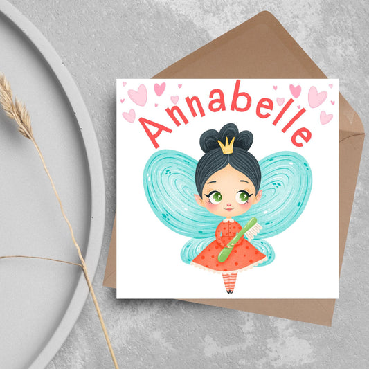 Personalised Tooth Fairy Card for Child, Well Done Dentist Card, Tooth Fairy for Grandchild, Custom Name Card for Children