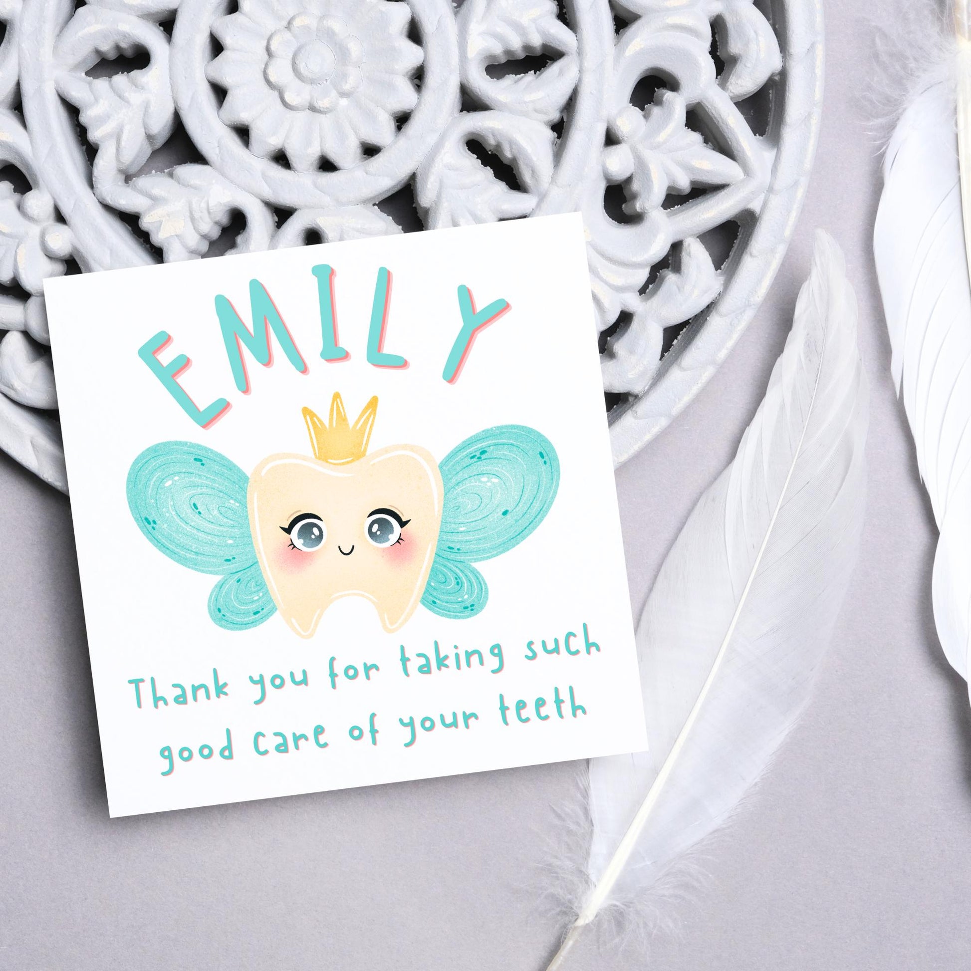 Personalised Tooth Fairy Card for Child, Well Done Dentist Card, Tooth Fairy for Grandchild, Custom Name Card for Children